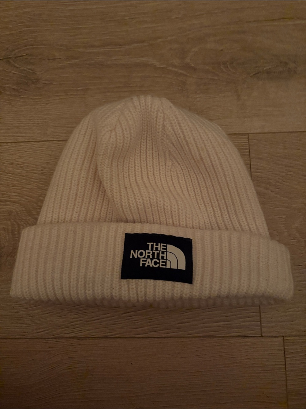 The North Face Off-White Ribbed Cuffed Beanie